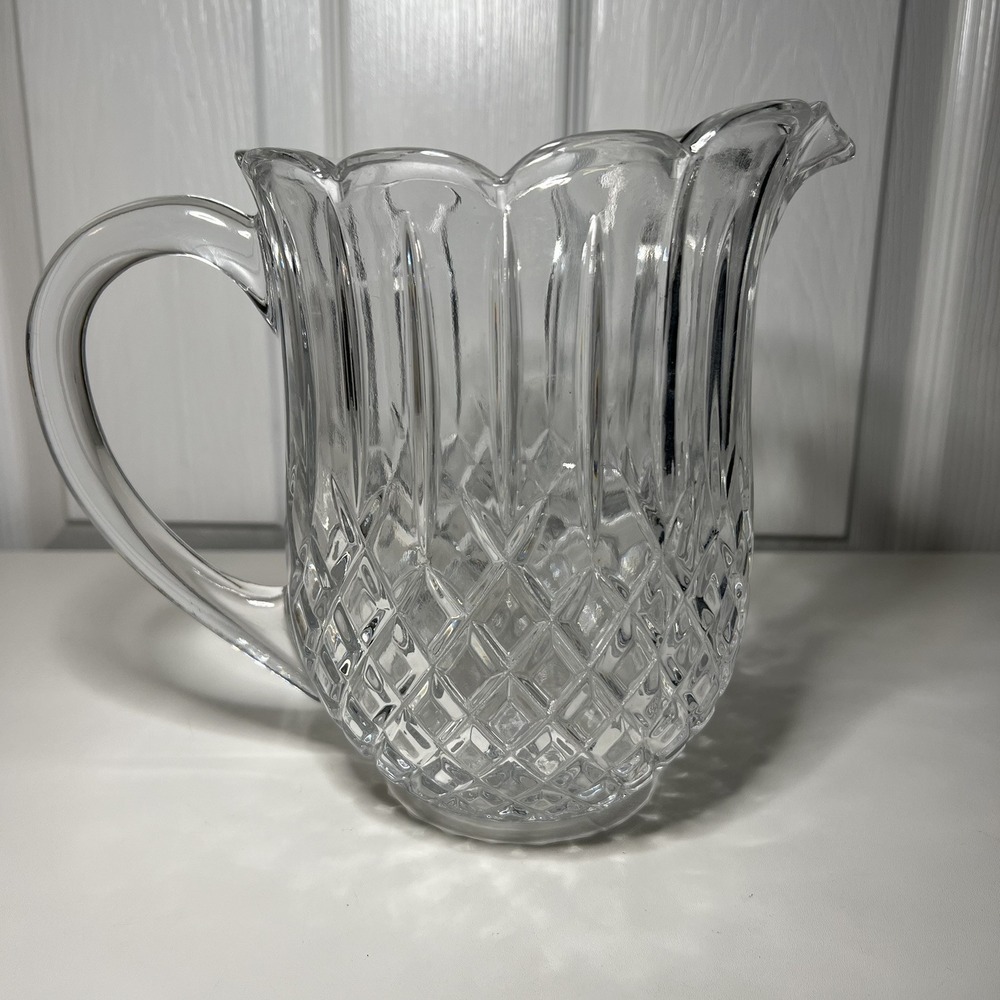 Vintage Leaded Crystal Pitcher With‎ Scalloped Edges
